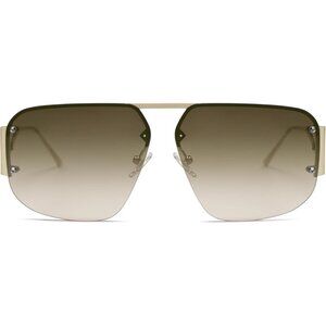 Trendy Aviator Sunglasses Mens Womens Retro Metal Rimless Bronze Frame Shades